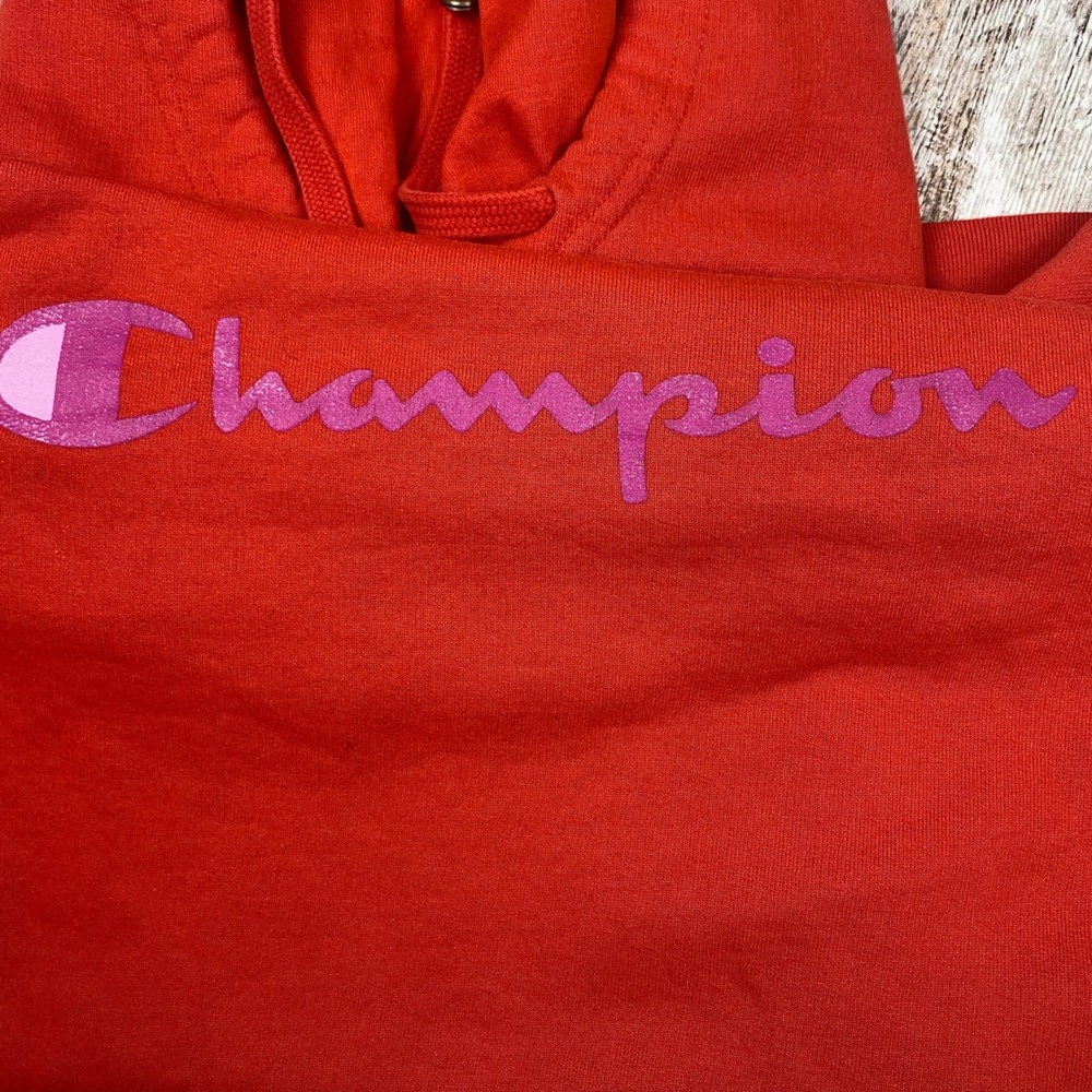 Champion Womens Large Hoodie Red Purple Modern Athleisure Powerblend Fleece - Picture 12 of 13